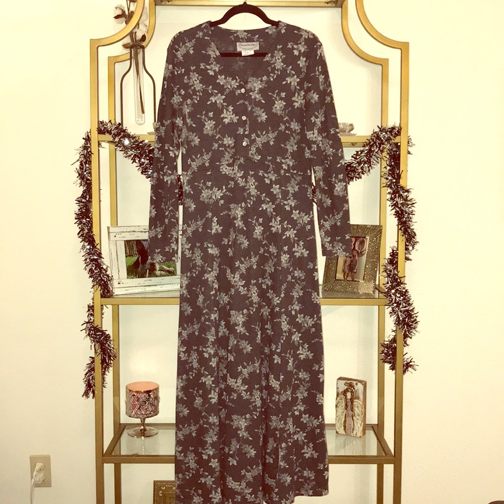 Long Sleeved Floral Sweater Dress